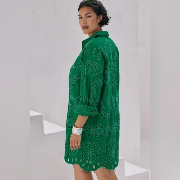 Anthropologie Long Sleeve Eyelet Dress - Picture 2 of 3